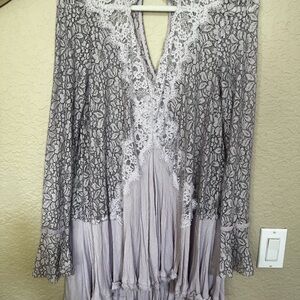 Free People Tell Tale Flat Lace Mini Dress